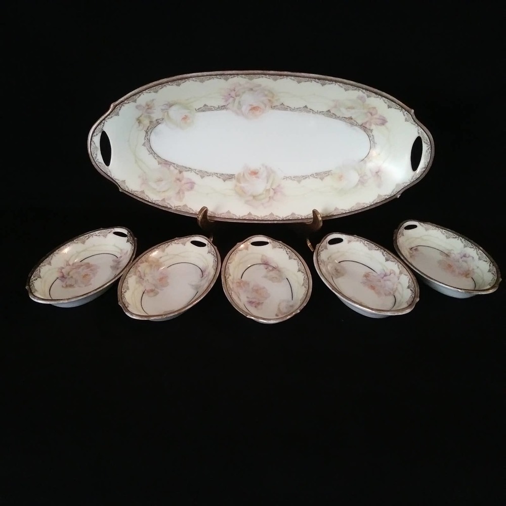 6 Pc Antique Bavarian Serving Set 1910 L.D.B.Co Prince Regent